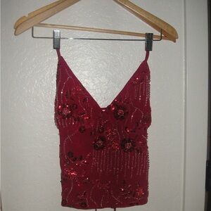 Peppermayo Vibrant Red Sequin Top